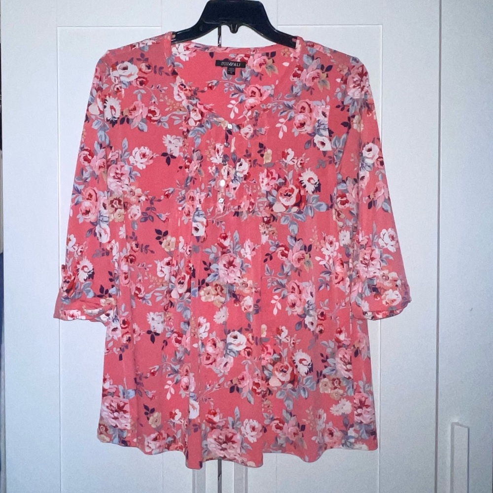 Roz & Ali Multicolored Blouse with Peter Pan Collar